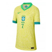 Dámy Fotbalový dres Brazílie Vinicius Junior #7 Copa America 2024 Domácí Krátký Rukáv